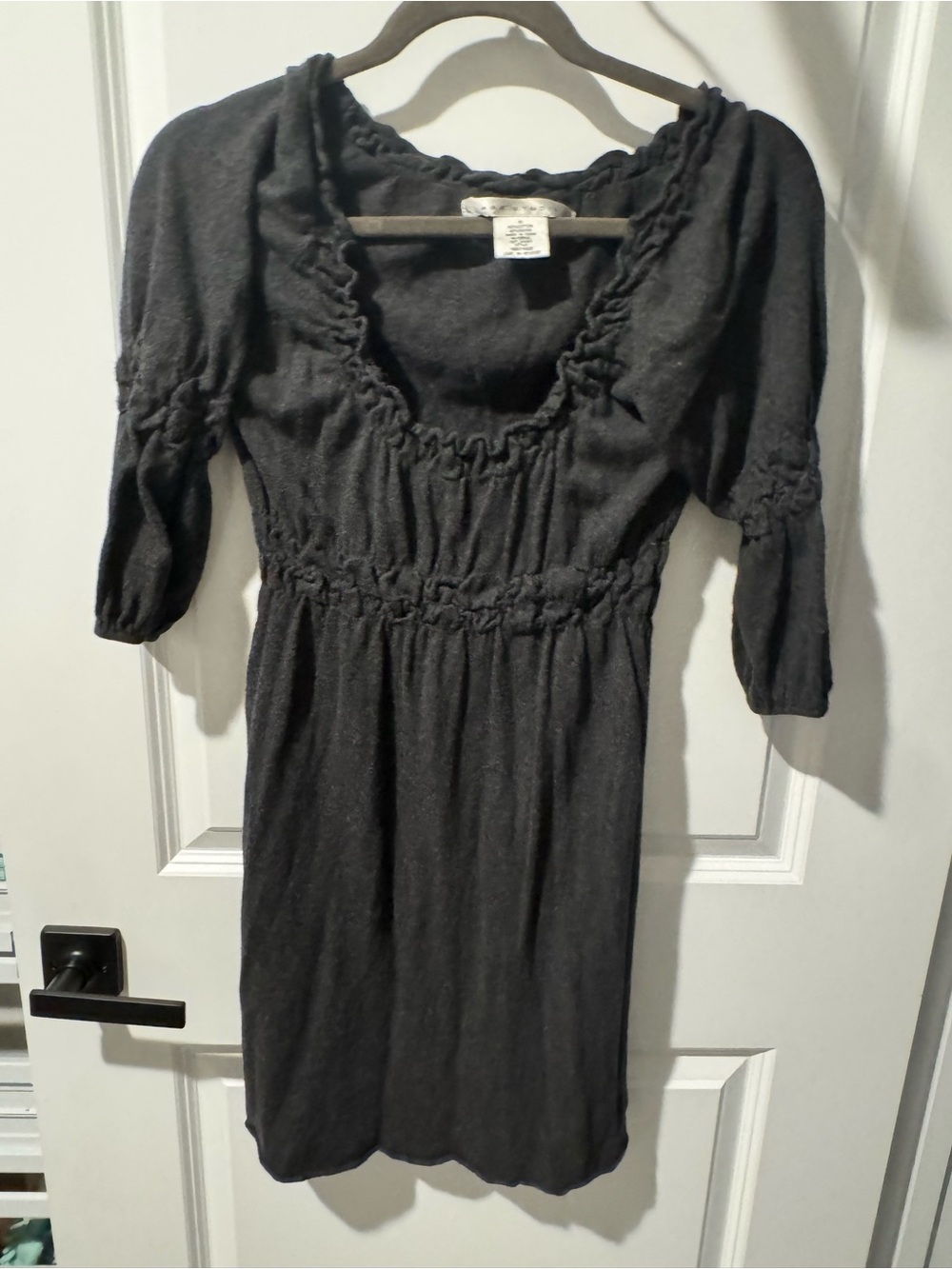 Max Studio Black Ruched-Waist Midi Dress
